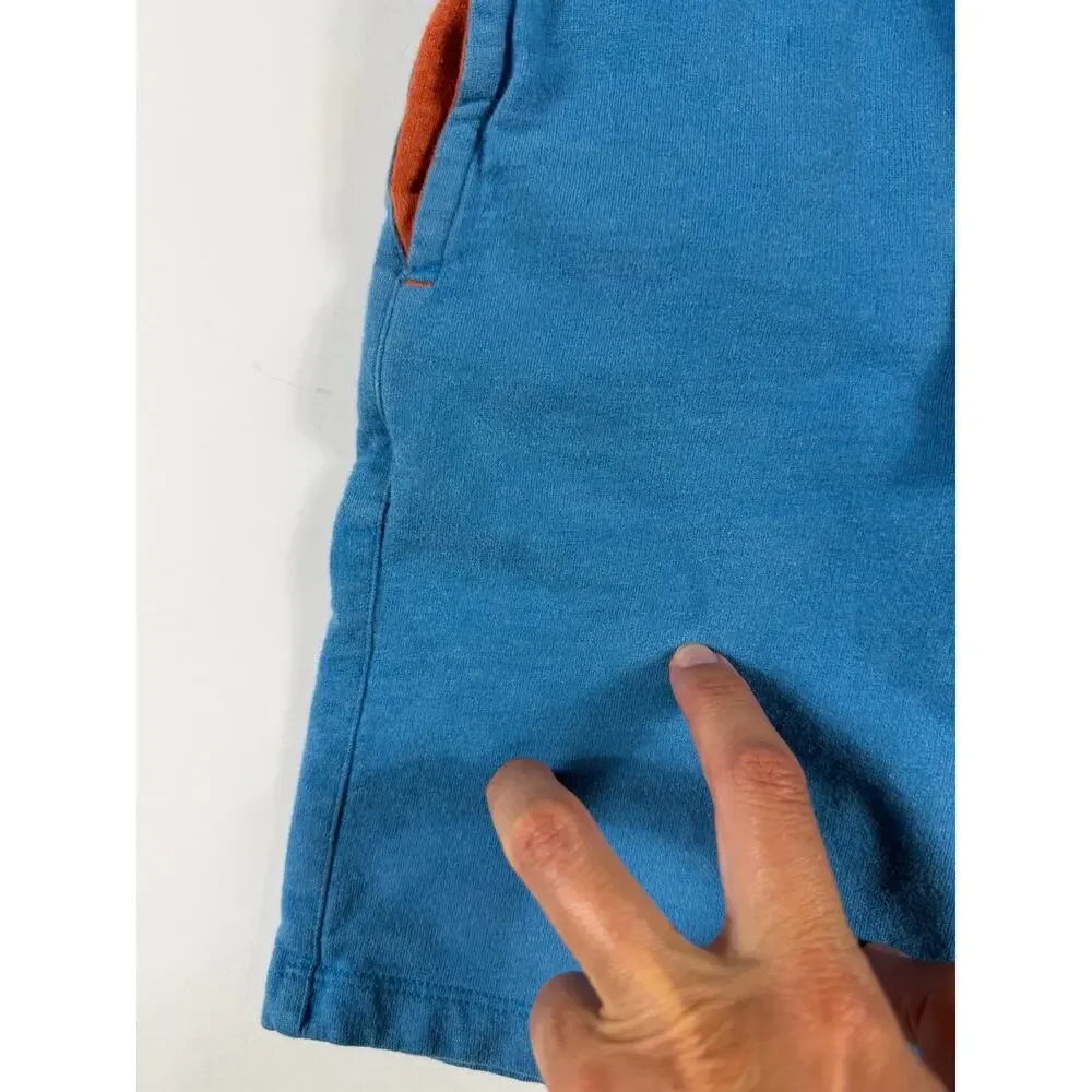 Little Green Radicals Organic Cotton Sweat Shorts Blue Orange Size 6–7 Years
